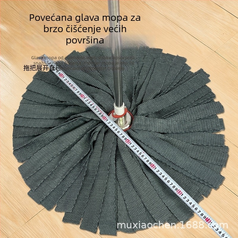 Klasični debeli štap s integriranom glavom od nehrđajućeg čelika, bez tragova, upijajući mop za suho i mokro čišćenje, ručno izrađeno