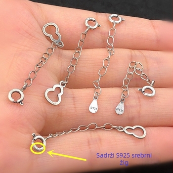 S925 srebro, vintage tikvasto-oblik produžni lanac s konektorom za pleteni narukvicu ili ogrlicu — ručno izrađeni DIY dodaci za nakit