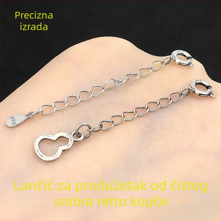 S925 srebro, vintage tikvasto-oblik produžni lanac s konektorom za pleteni narukvicu ili ogrlicu — ručno izrađeni DIY dodaci za nakit