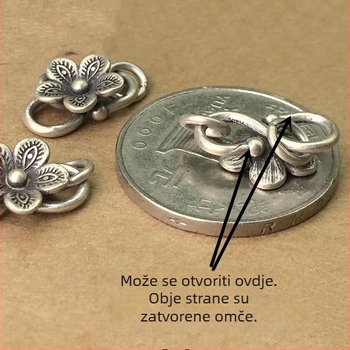 S925 srebro Plum Blossom S kopča – vintage spojka za narukvicu i ogrlicu, pleteni najlonski konac DIY dodatak
