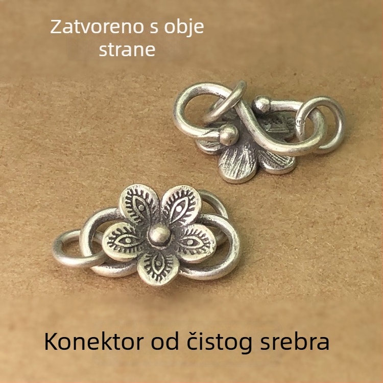 S925 srebro Plum Blossom S kopča – vintage spojka za narukvicu i ogrlicu, pleteni najlonski konac DIY dodatak