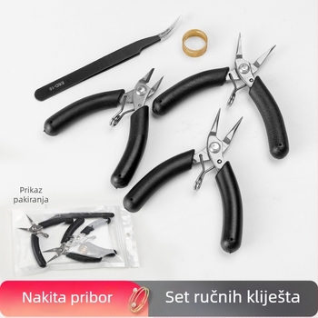 Set alata za izradu nakita: klešta s dugim nosom, klešta s okruglim nosom, dijagonalna klešta i pinceta