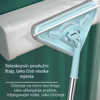 Veliki trokutasti mop s teleskopskom ručkom za prašinu, čišćenje stakla, stropova i kuhinja – chenille mikrovlakno