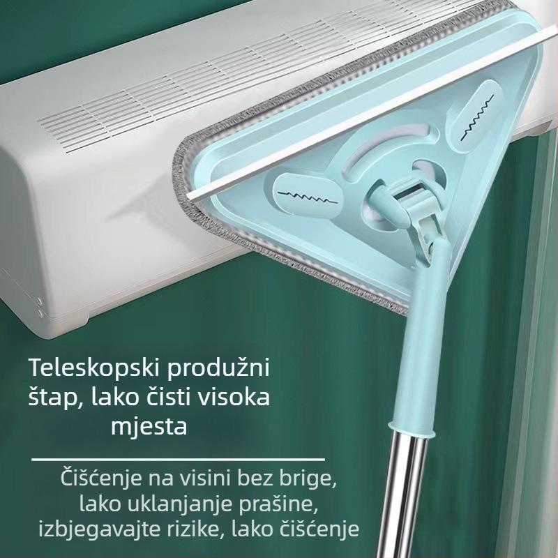 Veliki trokutasti mop s teleskopskom ručkom za prašinu, čišćenje stakla, stropova i kuhinja – chenille mikrovlakno