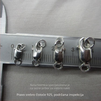 S925 srebrna spona za nakit – zatvarač za perlovu ogrlicu i narukvicu: Lobster clasp, kvadratni zatvarač, spojni članak