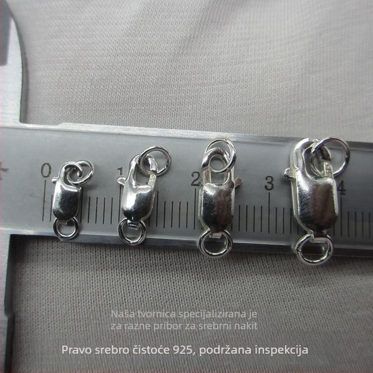 S925 srebrna spona za nakit – zatvarač za perlovu ogrlicu i narukvicu: Lobster clasp, kvadratni zatvarač, spojni članak