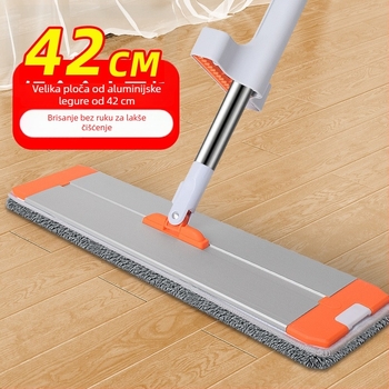Novi kućni mop s bezdotnim stiskanjem bez dodirivanja, velika glava za čišćenje, aluminijska legura, mokro i suho dvostruko korištenje, nehrđajuća čelična ručka, glava od mikrovlakna