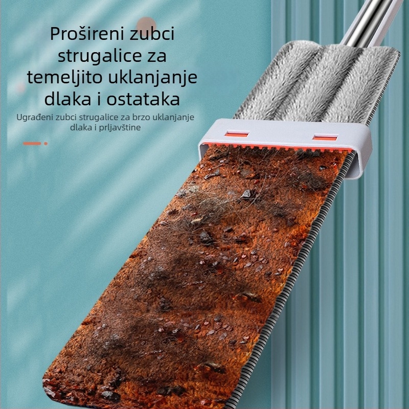 Novi kućni mop s bezdotnim stiskanjem bez dodirivanja, velika glava za čišćenje, aluminijska legura, mokro i suho dvostruko korištenje, nehrđajuća čelična ručka, glava od mikrovlakna