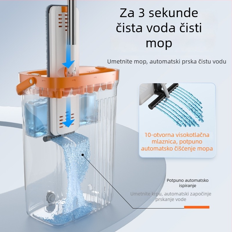 OEM prilagođeni plosnati mop s kantom – čišćenje bez dodira, dvostruki mop, ultra-fina vlakna