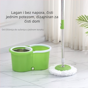 Prilagođeni kućni okretni mop s dvostrukim pogonom, kofa osmerokutnog oblika i dvije glave za mop – set kante s ručnim isisavanjem.