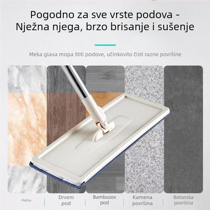 Ploški mop s kantom za odvajanje suhog i mokrog, set za kućnu upotrebu