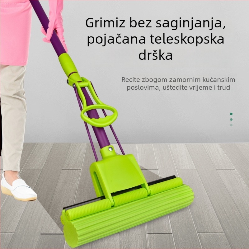 Ručni kućni mop s mehanizmom za istiskivanje u rolni, upijajuća spužva, nehrđajući čelik