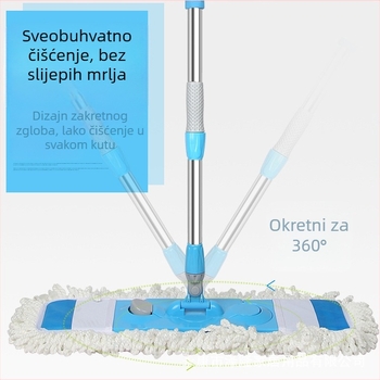 Ploški mop s rotirajućom krpom od mikrofibre i teleskopskom ručkom od nehrđajućeg čelika, glava 65×25 cm, boje: ljubičasta, plava, plavo-bijela