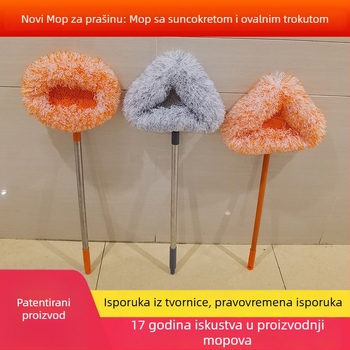 Ovalni mop s velikom trokutastom glavom za čišćenje poda i uklanjanje prašine sa zidova, prilagodljiv