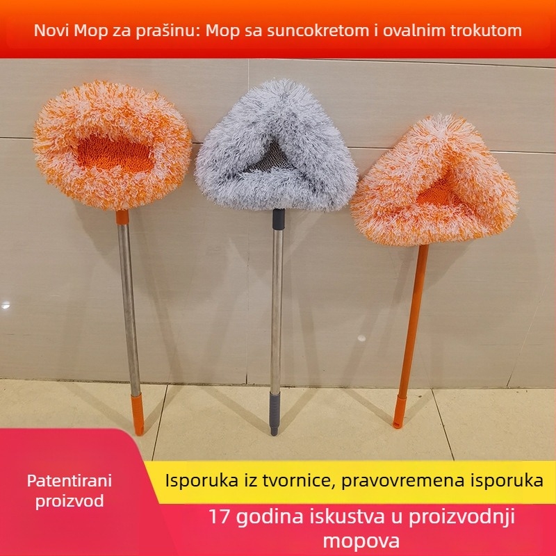 Ovalni mop s velikom trokutastom glavom za čišćenje poda i uklanjanje prašine sa zidova, prilagodljiv
