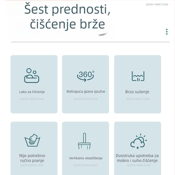 Prilagođeni ogrebotinama otporan mop, ravni bezkontaktni mop za čišćenje poda kod kuće, mop za istiskivanje vode