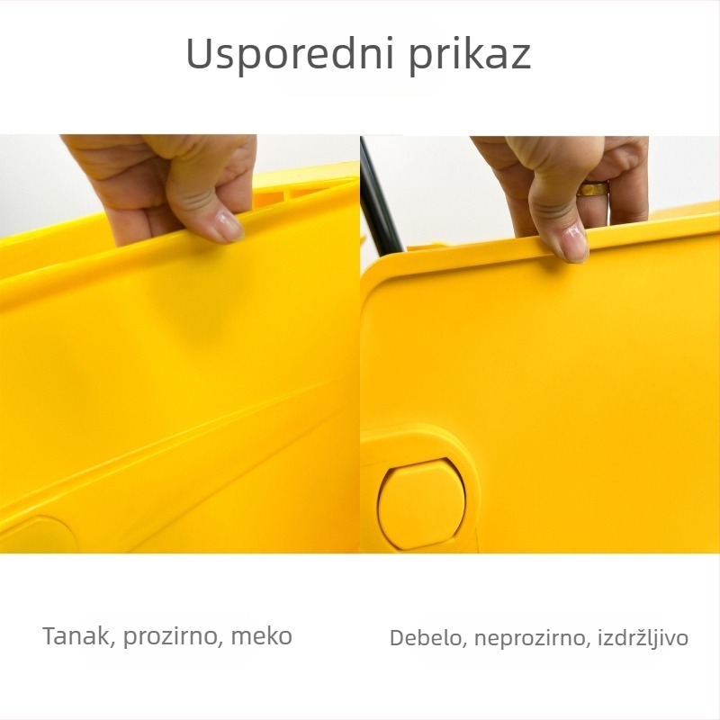 Kolica za mop s velikim kapacitetom koš za ispiranje, plastika i nehrđajući čelik, prostor za skladištenje mopova, prijenosno čistilno kolico