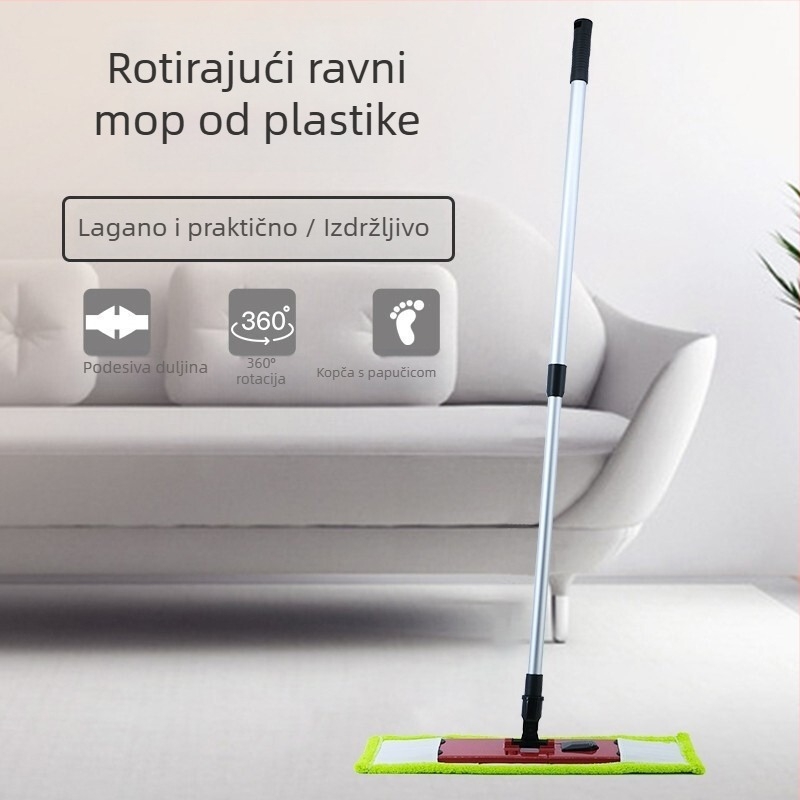 Mikrovlaknasti plosnati mop za pločice i drvene podove, suho i mokro čišćenje, elektrostatsko uklanjanje prašine