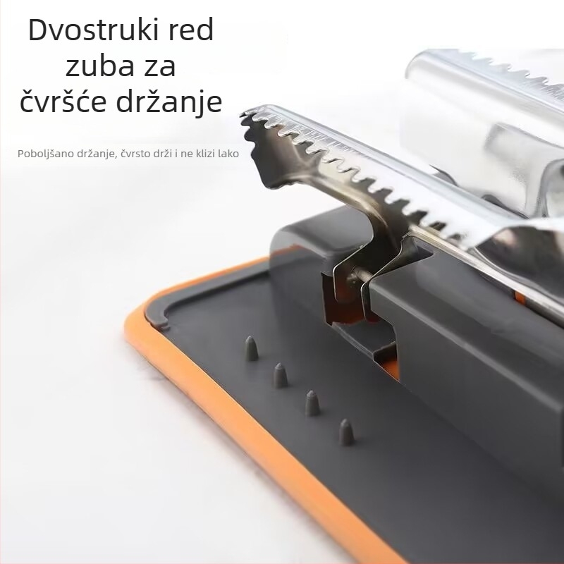 Ploški mop s klipsom i krpom, 2024 novi model, teleskopska duljina 80–130 cm, ručka od nehrđajućeg čelika, Coral fleece krpa, za hotelsko čišćenje