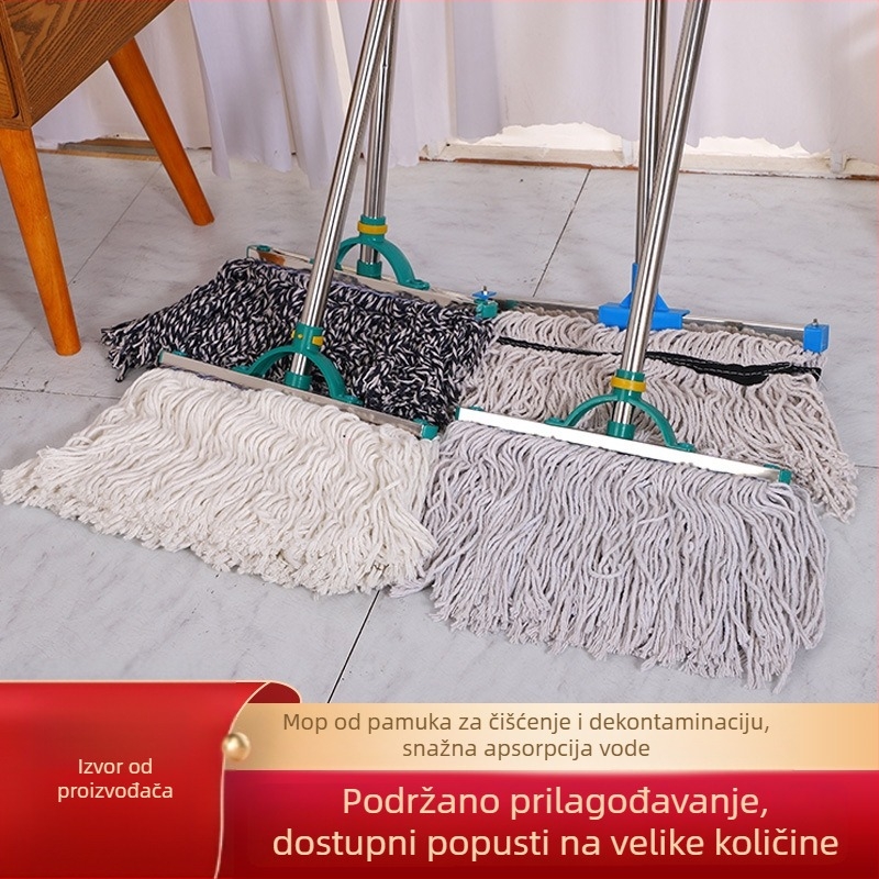 Pamučni mop sa šipkom od nehrđajućeg čelika, za kućnu uporabu, velikog formata, visoka apsorpcija, učinkovito čišćenje podova