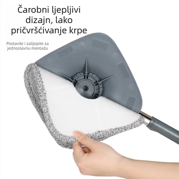 Prilagođeni rotirajući mop za kućnu upotrebu, bez ručnog pranja, mop s jednom kantom i rotirajućim iscijeđivanjem, plosnati mop s odjeljivanjem prljavštine