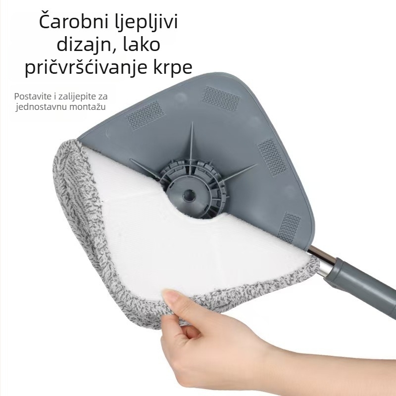 Prilagođeni rotirajući mop za kućnu upotrebu, bez ručnog pranja, mop s jednom kantom i rotirajućim iscijeđivanjem, plosnati mop s odjeljivanjem prljavštine
