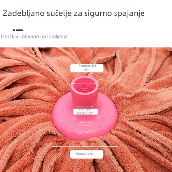 Drveni mop s okruglom glavom od pamukastih vlakana, apsorbirajući