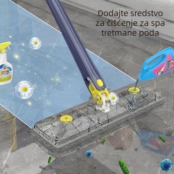 Ploški mop s mehanizmom automatskog stiskanja, za kućnu upotrebu, bez ručnog pranja, za mokro i suho čišćenje
