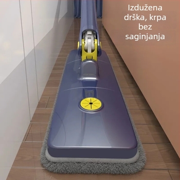 Ploški mop s mehanizmom automatskog stiskanja, za kućnu upotrebu, bez ručnog pranja, za mokro i suho čišćenje