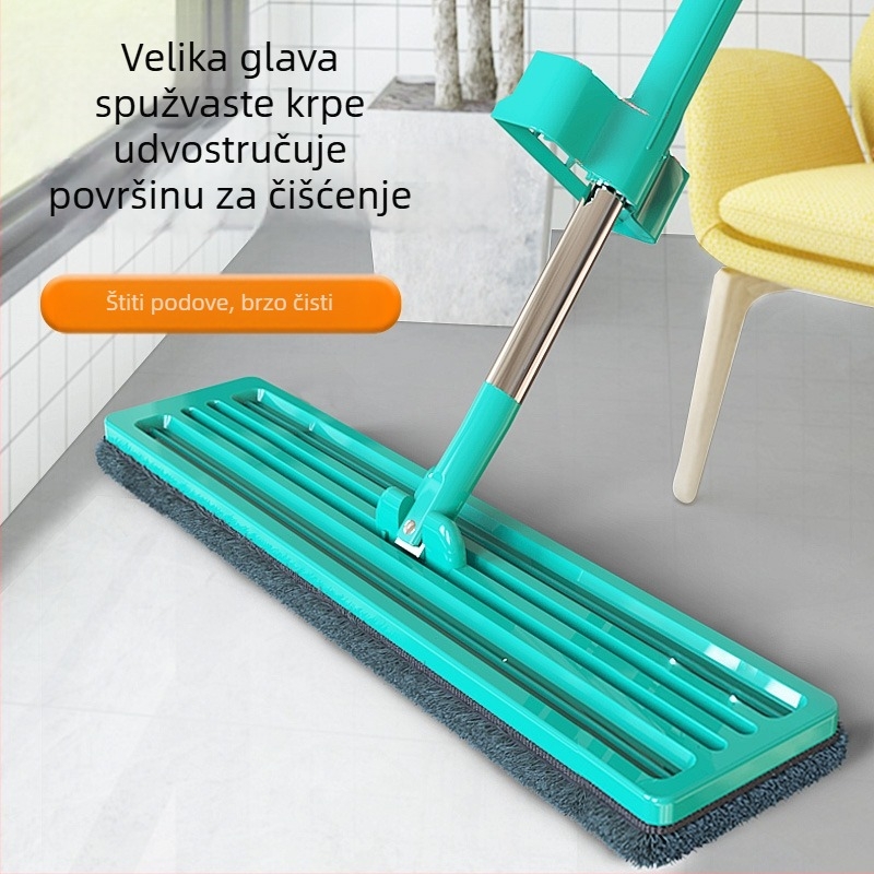 Prilagođeni kućni mop s automatskim iscijeđivanjem, dvostruka upotreba za suho i mokro čišćenje, veliki plosnati mop s upijanjem vode