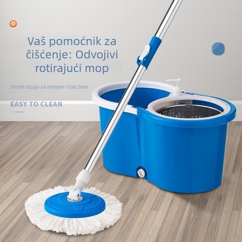 Kofa za mop s dvostrukim pogonom za kućnu upotrebu, bez dodira, mokro i suho čišćenje uz rotirajući mop