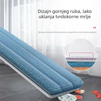 Bijeli plosnati mop 50×12 cm s mikrovlaknom navlakom, bezkontaktno žmikanje, drška od nehrđajućeg čelika, teleskopski do 150 cm