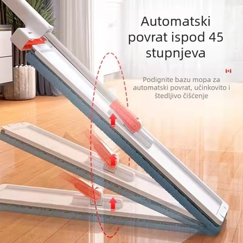 Bijeli plosnati mop 50×12 cm s mikrovlaknom navlakom, bezkontaktno žmikanje, drška od nehrđajućeg čelika, teleskopski do 150 cm