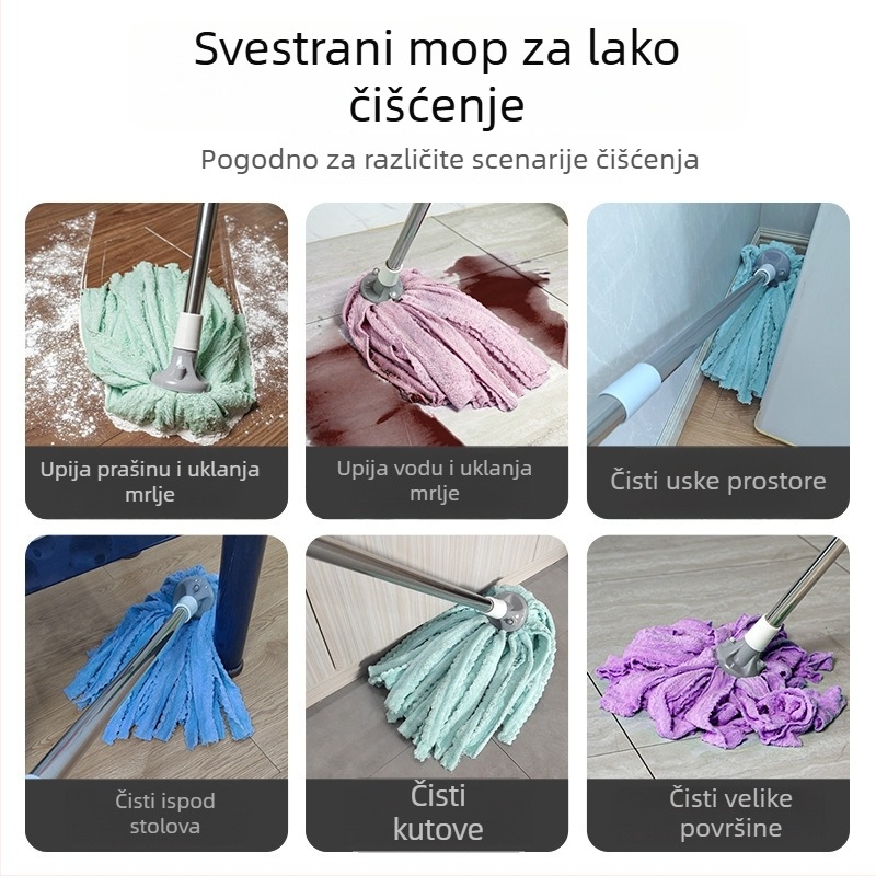 Veliki tradicionalni mop za pod s platnom od koralnog flisa, kućna upotreba, nehrđajući čelični držač