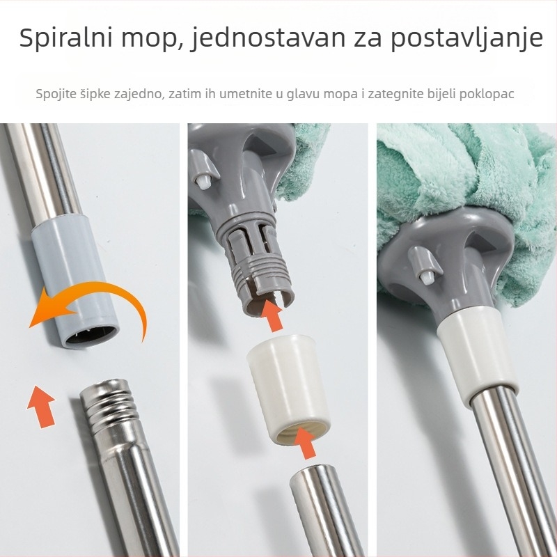 Veliki tradicionalni mop za pod s platnom od koralnog flisa, kućna upotreba, nehrđajući čelični držač