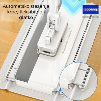 Domaći teleskopni ravni mop s automatskim držačem krpe, mikrovlakna glava, šipka od nehrđajućeg čelika