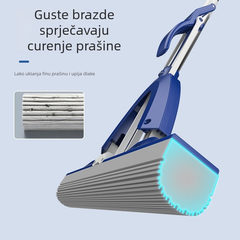 Bezdodirni spužvasti mop za kućnu upotrebu, sklopiva glava od PVA, upijajući