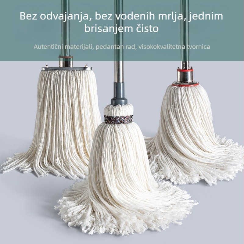 Forest mop u starinskom stilu s okruglom glavom od pamuka, velikog formata, za kućnu upotrebu, s nehrđajućom ručkom od čelika