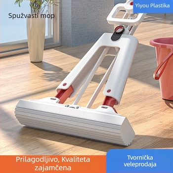Prilagođeni spužvasti mop za kućno čišćenje podova, upijajuća spužasta glava, sklopivi, istiskivanje bez korištenja ruku