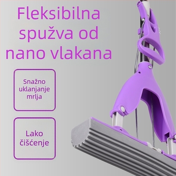 Tvornicki prilagođeni sklopivi spužvasti mop za kućnu upotrebu, bezdodirno cijeđenje, suho i mokro čišćenje, dvostruka namjena