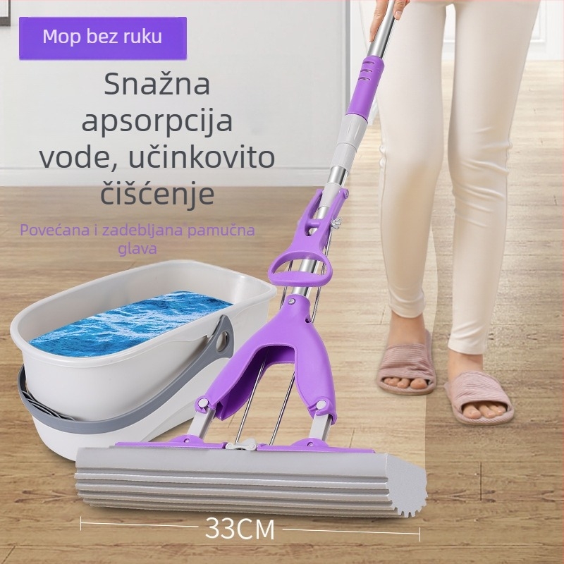 Tvornicki prilagođeni sklopivi spužvasti mop za kućnu upotrebu, bezdodirno cijeđenje, suho i mokro čišćenje, dvostruka namjena