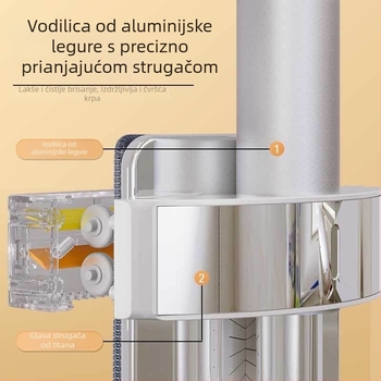 Ploški mop s titanskim kristalom, teleskopskom drškom 145 cm, mikrovlakno