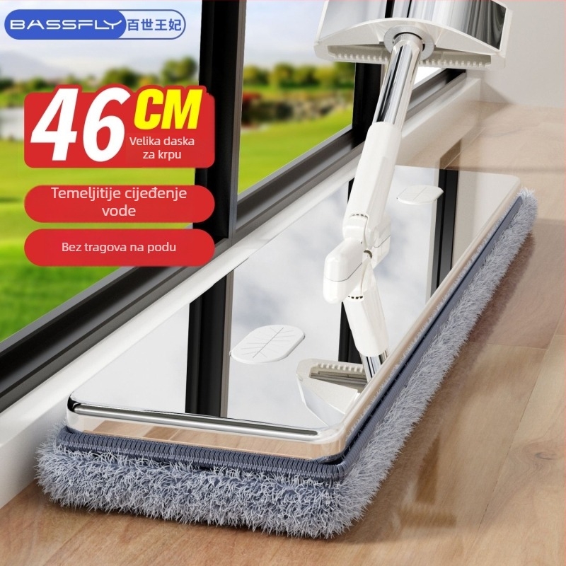 Ploški mop s titanskim kristalom, teleskopskom drškom 145 cm, mikrovlakno
