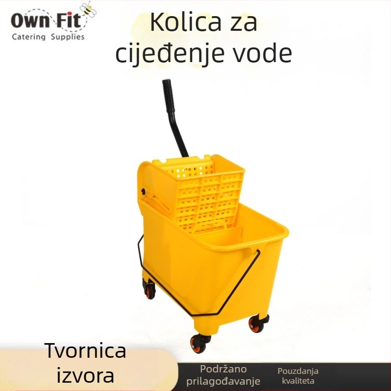 Kanta za mop s dvostrukim odjeljkom i mehanizmom pritiskanja za ocjeđivanje