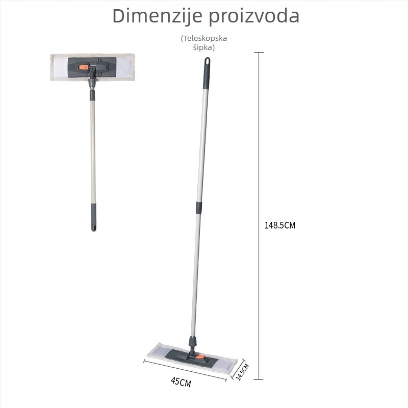 HOLAMOPA mikrovlaknasti plosnati mop za mokro i suho čišćenje, bez ručnog pranja, sive-narančasti