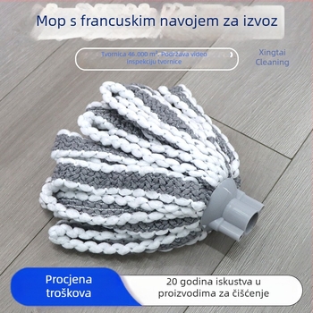Francuski mop s okruglom glavom, antibakterijsko mikrovlakno s plosnatim vlaknima, za komercijalnu upotrebu, OEM prilagodba