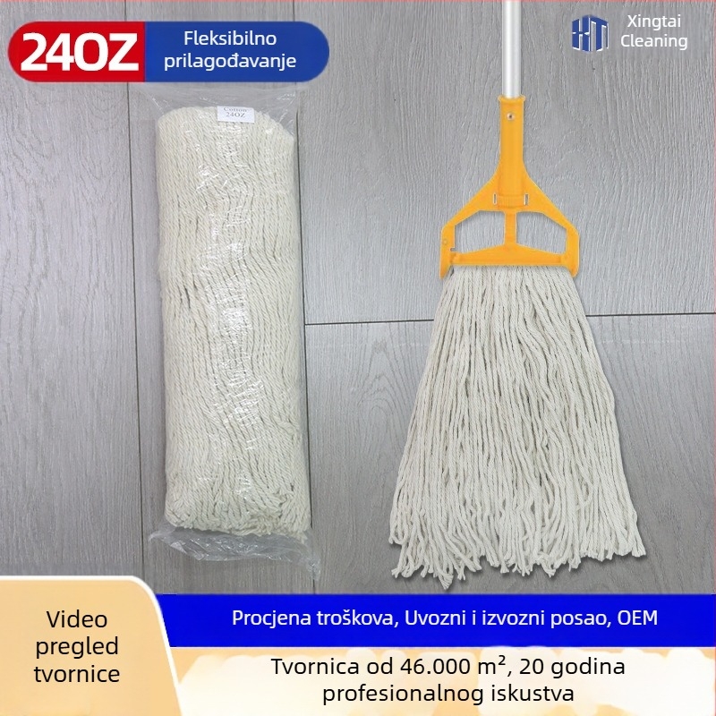 24 oz mop s pamukom vlaknom, s klipom i zamjenjivom tkaninom – industrijska glava mopa