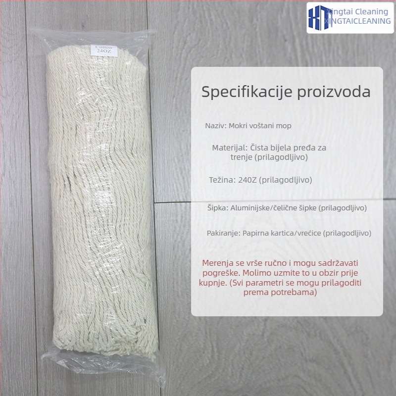 24 oz mop s pamukom vlaknom, s klipom i zamjenjivom tkaninom – industrijska glava mopa