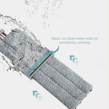 Ploški mop s rotirajućom glavom, bez dodirivanja, izuzetno upijajući – za kućnu upotrebu, glava mopa i kanta za mop