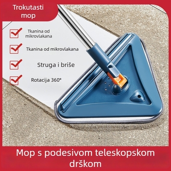 Veliki teleskopski trokutasti mop s 360° rotacijom za čišćenje stakla, zidova i plafona